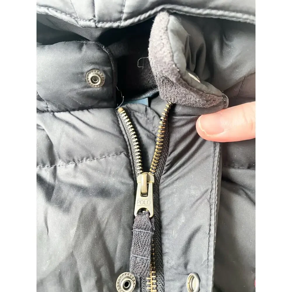 Polo Ralph Lauren Toddler Boy's Down Filled Black Hooded Quilted Puffer Coat 2T